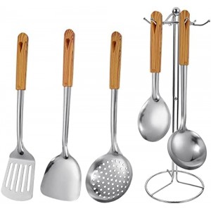 DASNDAS 6 PCs Kitchen Utensil Set Stainless Steel Cooking Utensils Kit Spatula Spoon Colander Kitchenware Kitchen Gadgets Kitchen Cookware Tool Set
