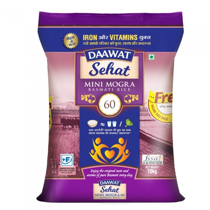 Daawat Sehat Mini Mogra Rice, 10kg with free gift Inside