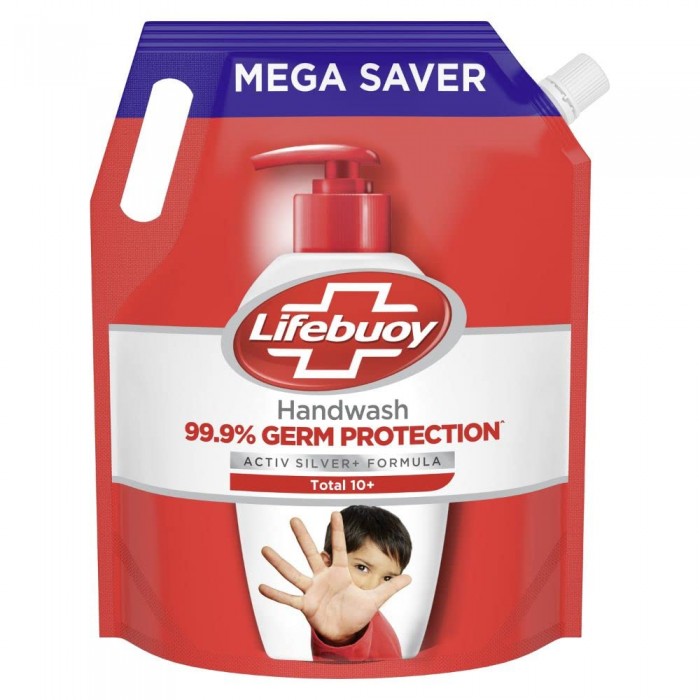 Lifebuoy Total 10 Germ Protection Liquid Hand Wash 1.5 L Refill Pack, Kills 99.9% Germs, Liquid Hand Soap Fights Bacteria and Viruses